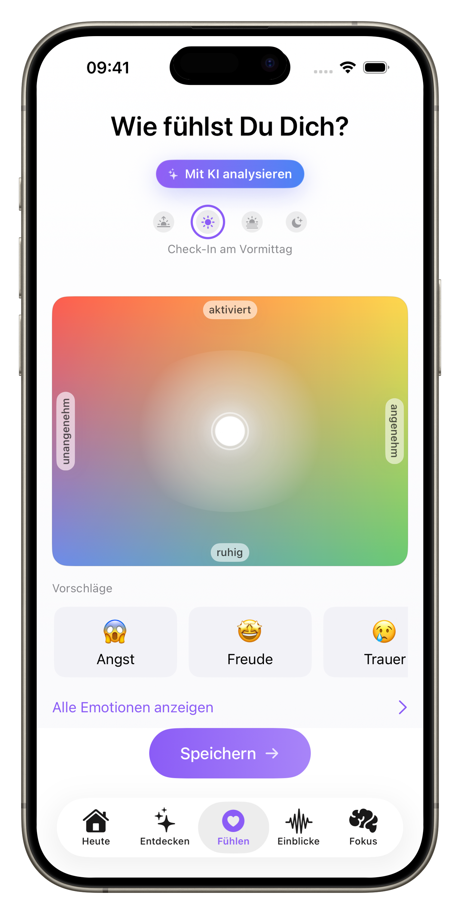 Emplore App: Gefühl eintragen